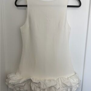 Sleeveless Cream Ruffle-Hem Mini Dress